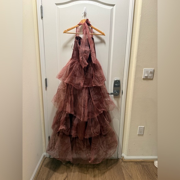 RoseVelvet Romantic Mauve Halter Tulle Tiered Gown Formal Dress size S Preloved - Picture 8 of 8